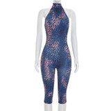 Leopard Print Halter Capri Jumpsuit for Women Chic
