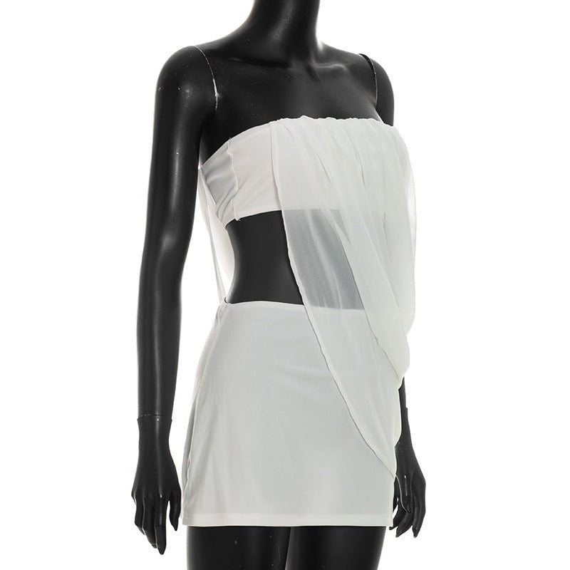 Strapless Drape Mini Dress for Women Elegant Chic