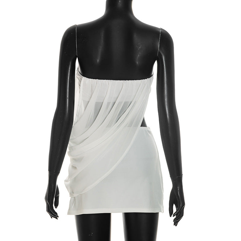 Strapless Drape Mini Dress for Women Elegant Chic