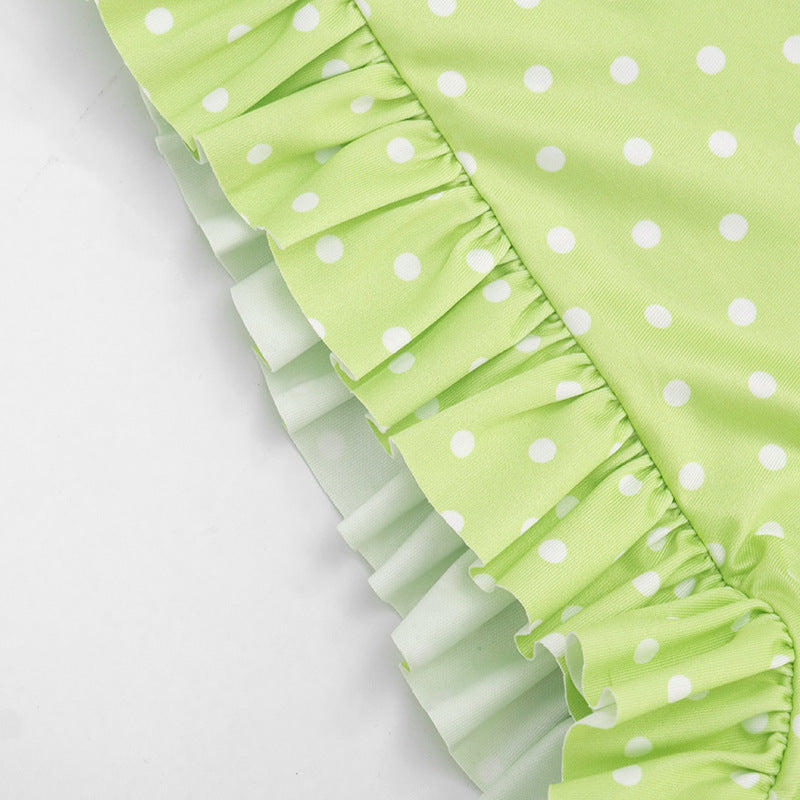 Polka Dot Halter Ruffle Romper
