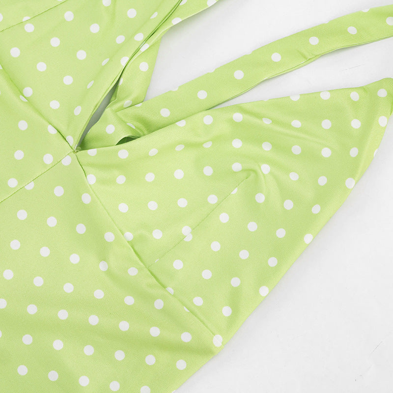 Polka Dot Halter Ruffle Romper