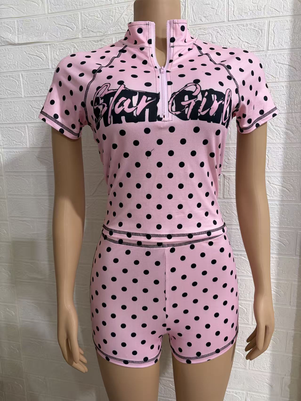 Polka Dot Zip Front Romper