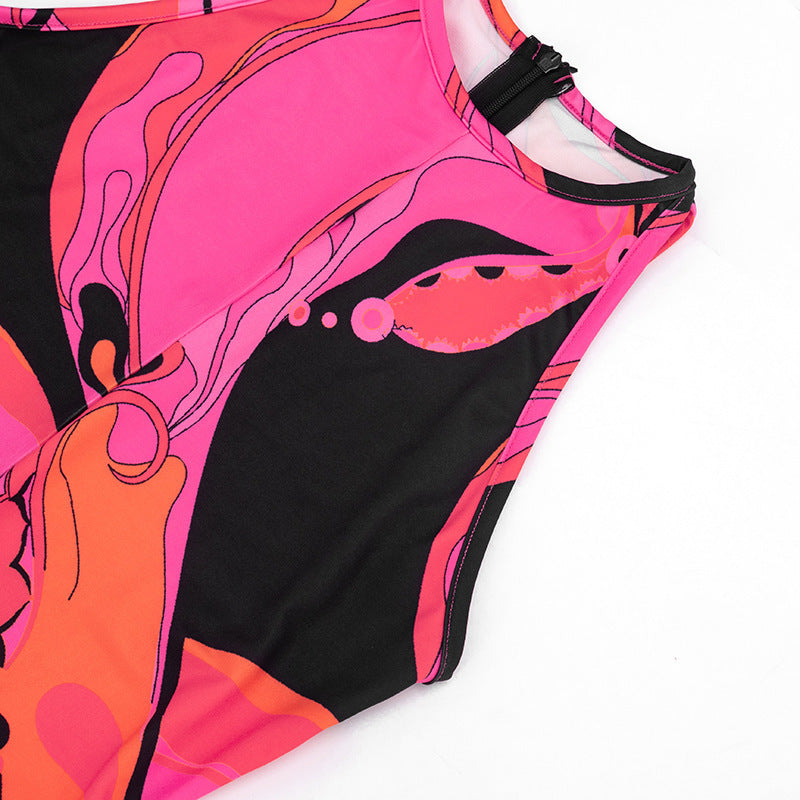 Abstract Print Bodycon Jumpsuit