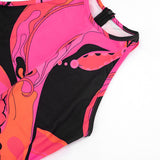 Abstract Print Bodycon Jumpsuit