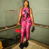 Abstract Print Bodycon Jumpsuit