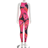 Abstract Print Bodycon Jumpsuit