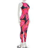 Abstract Print Bodycon Jumpsuit