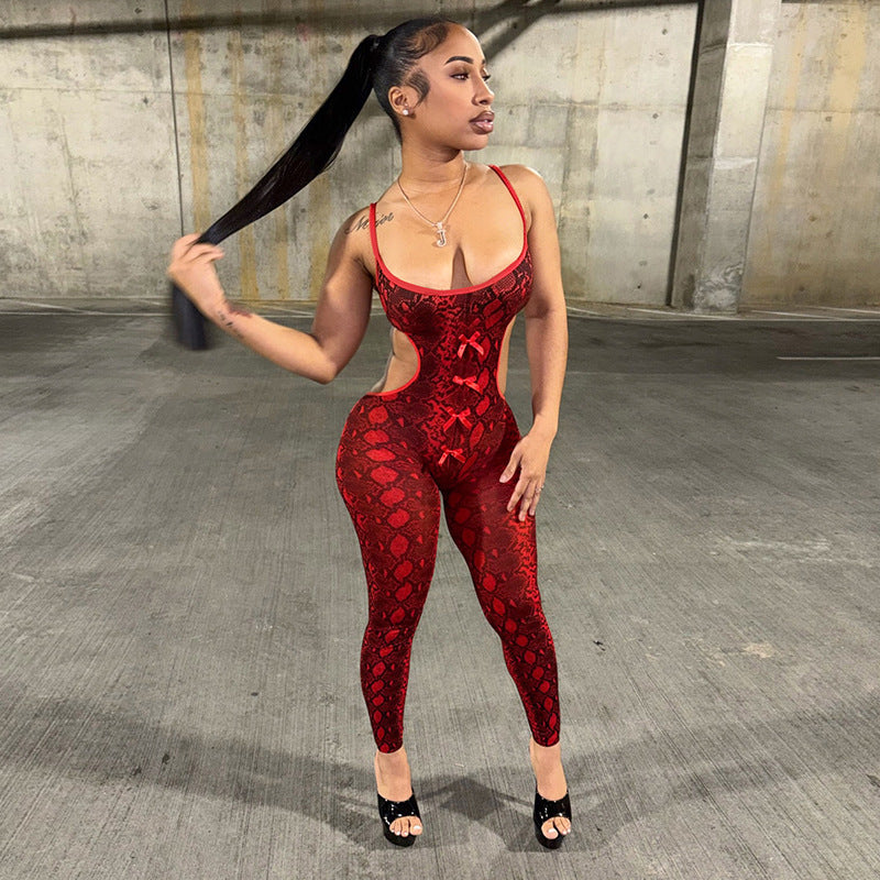 Snake Print Cut Out Jumpsuit