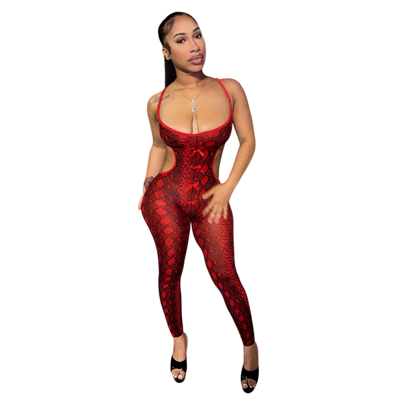 Snake Print Cut Out Jumpsuit