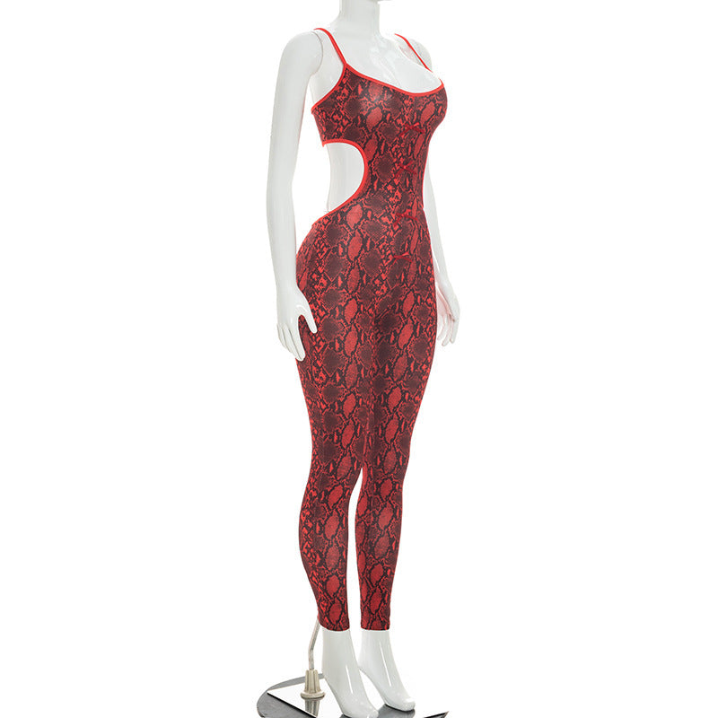 Snake Print Cut Out Jumpsuit