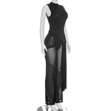 Sleeveless Mesh Cover Up Jumpsuit