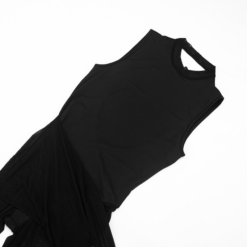 Sleeveless Mesh Cover Up Jumpsuit