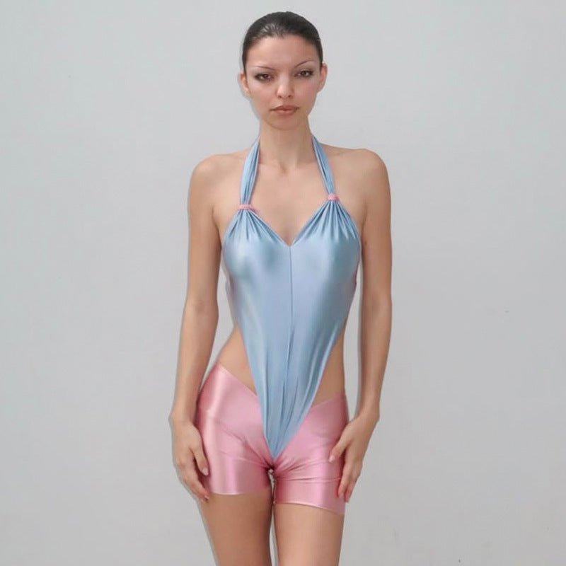 Halter Cut Out Bodysuit & Shorts Set