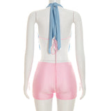 Halter Cut Out Bodysuit & Shorts Set