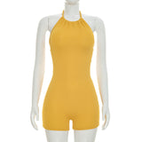 Ribbed Halter Bodycon Romper