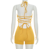 Ribbed Halter Bodycon Romper