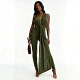 Draped Halter Bodycon Jumpsuit