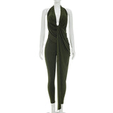 Draped Halter Bodycon Jumpsuit