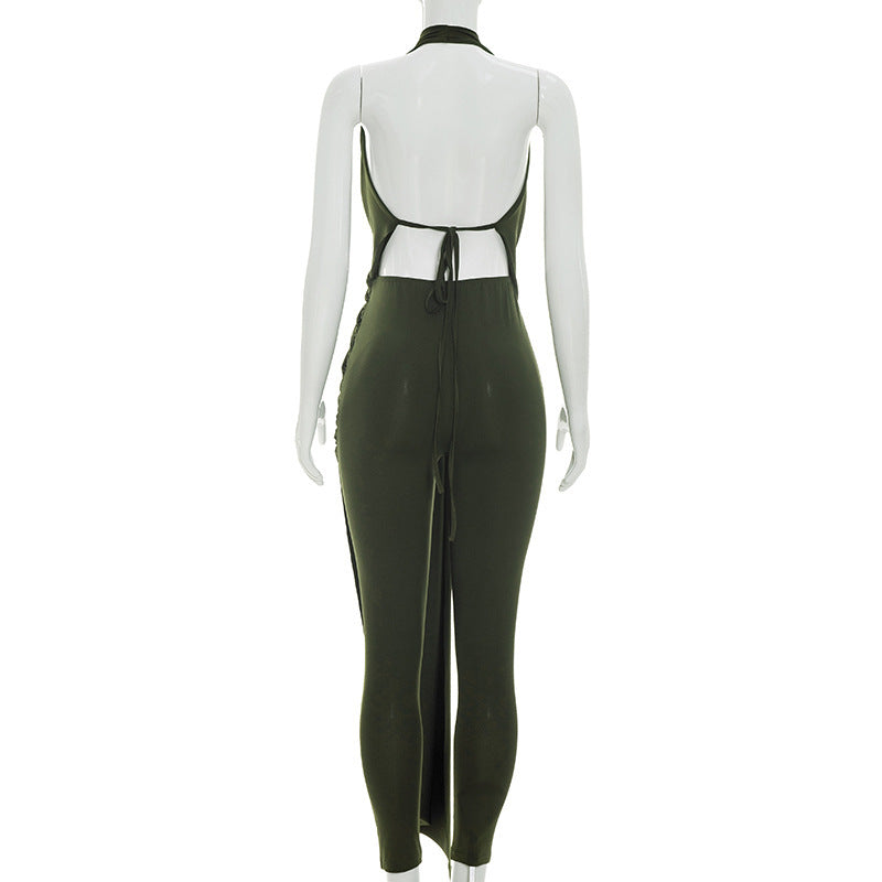 Draped Halter Bodycon Jumpsuit