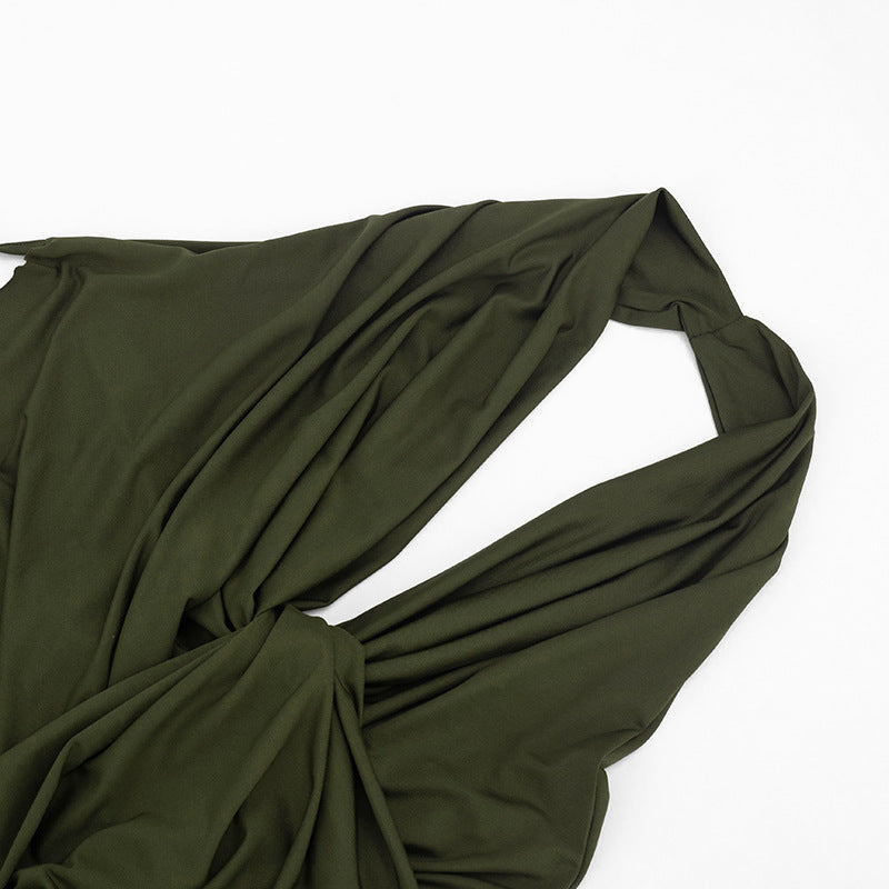 Draped Halter Bodycon Jumpsuit