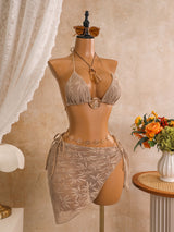 Lace Bikini & Tie Side Cover-Up Skirt Set