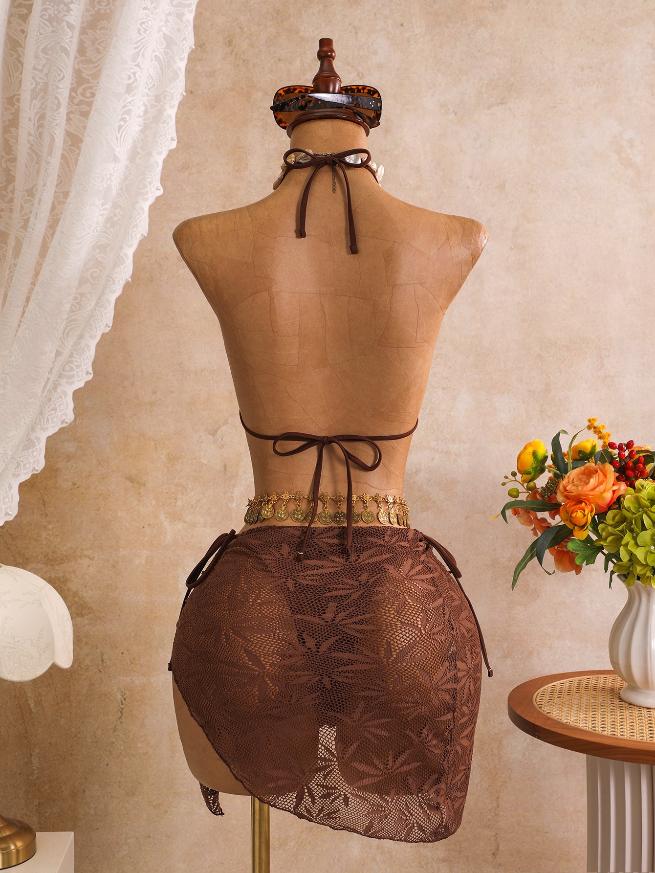 Lace Bikini & Tie Side Cover-Up Skirt Set