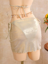 Floral Applique Shimmer Bikini & Mini Skirt Set