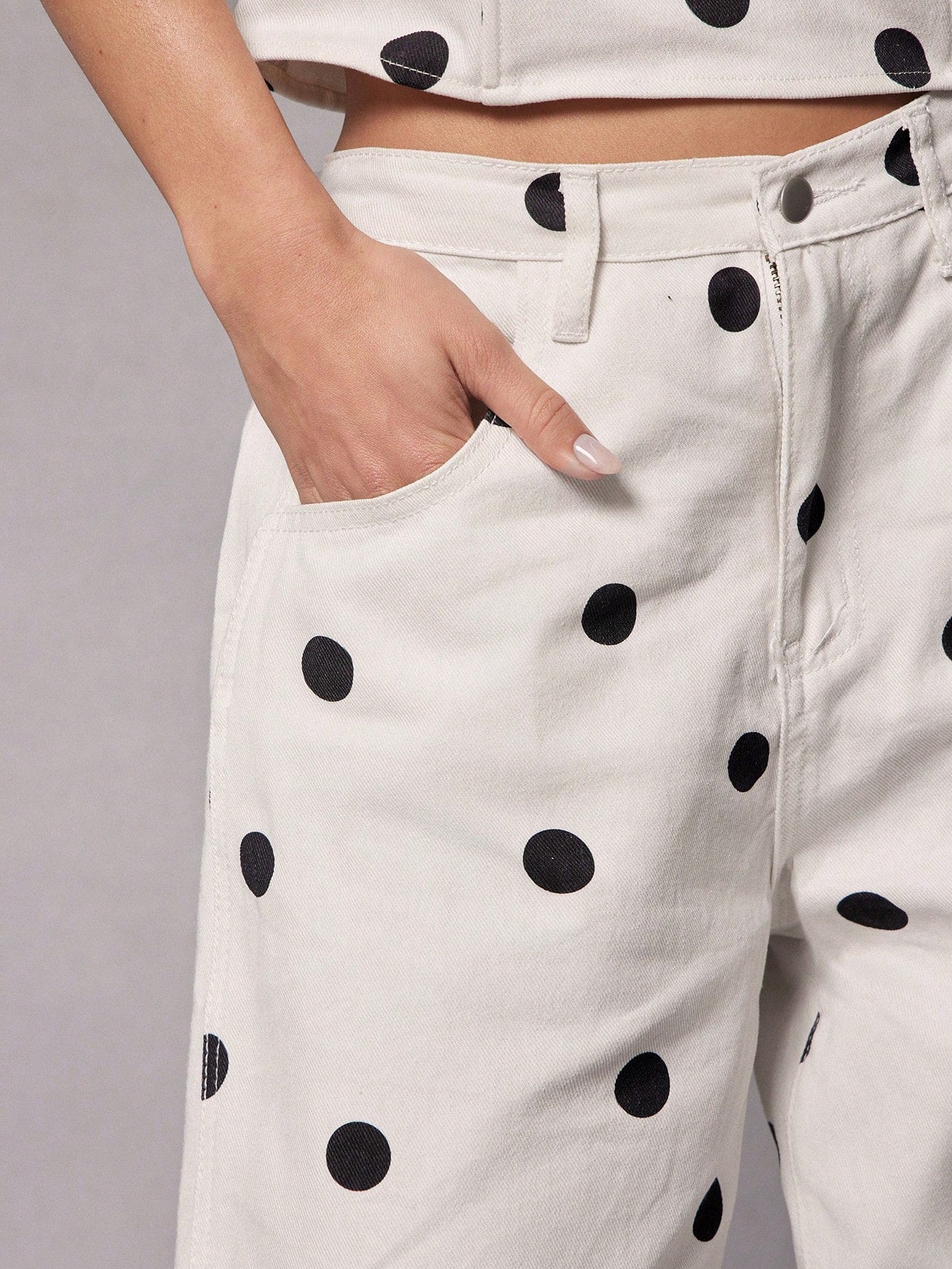 Polka Dot Strapless Top & Wide Leg Pants Set