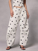Polka Dot Strapless Top & Wide Leg Pants Set
