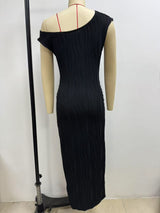 One Shoulder Ribbed Bodycon Maxi Dress Women