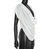 Deep V-Neck Draped Blouse Top for Women