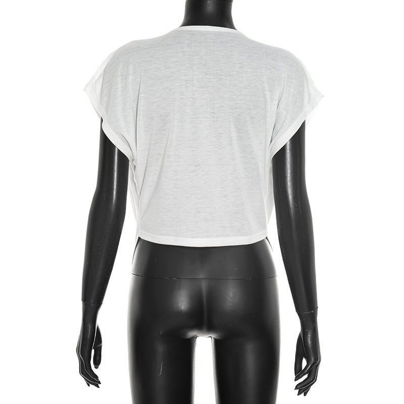 Deep V-Neck Draped Blouse Top for Women