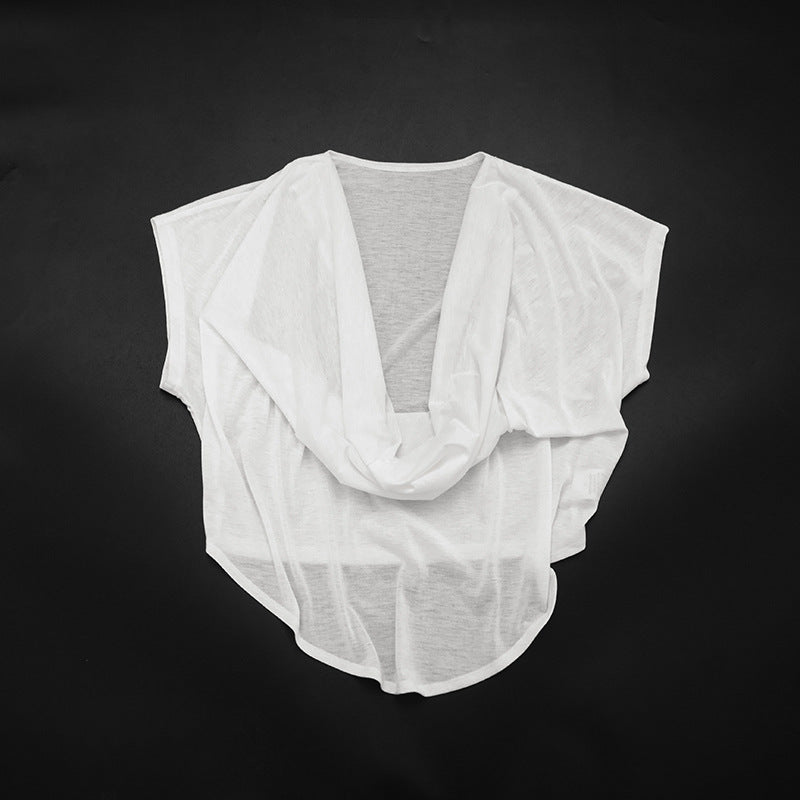 Deep V-Neck Draped Blouse Top for Women