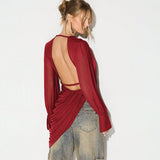 Deep V Ruched Asymmetrical Tunic Top Women