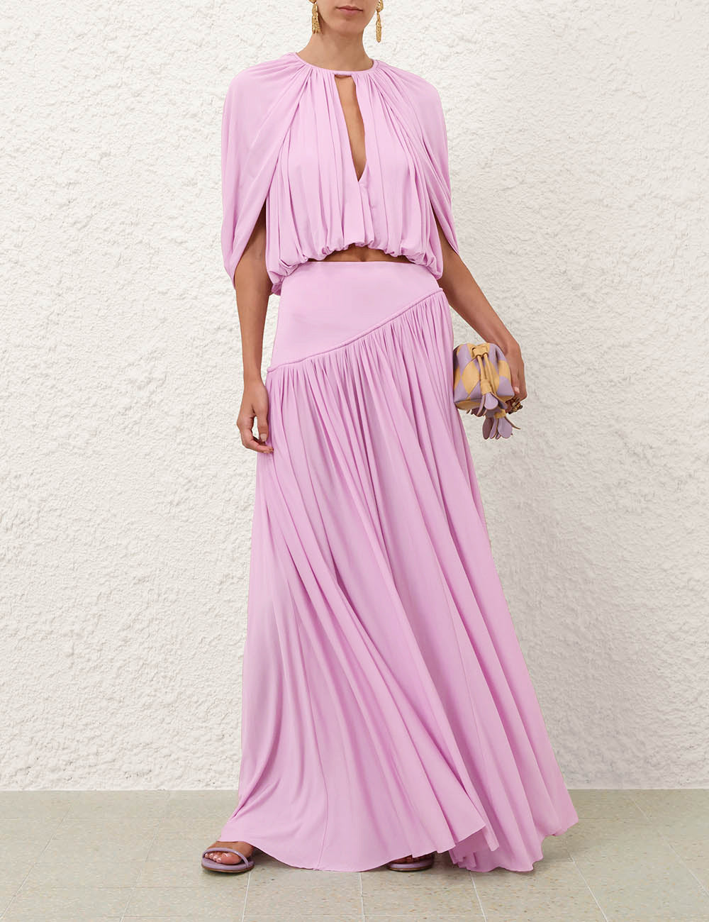 Cape Sleeve Top & Maxi Skirt Set