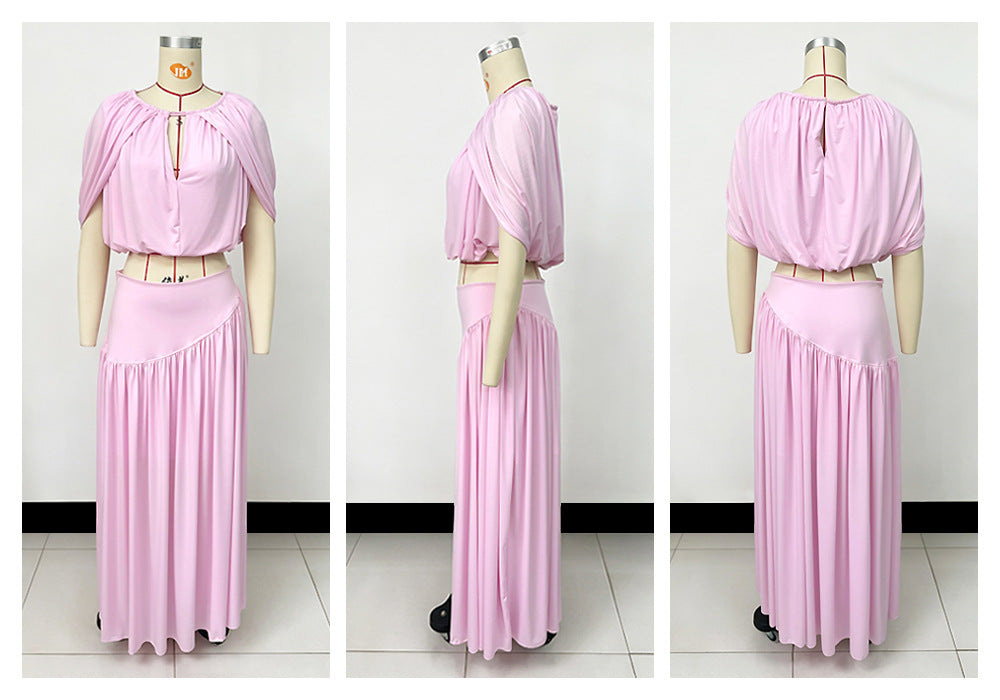 Cape Sleeve Top & Maxi Skirt Set