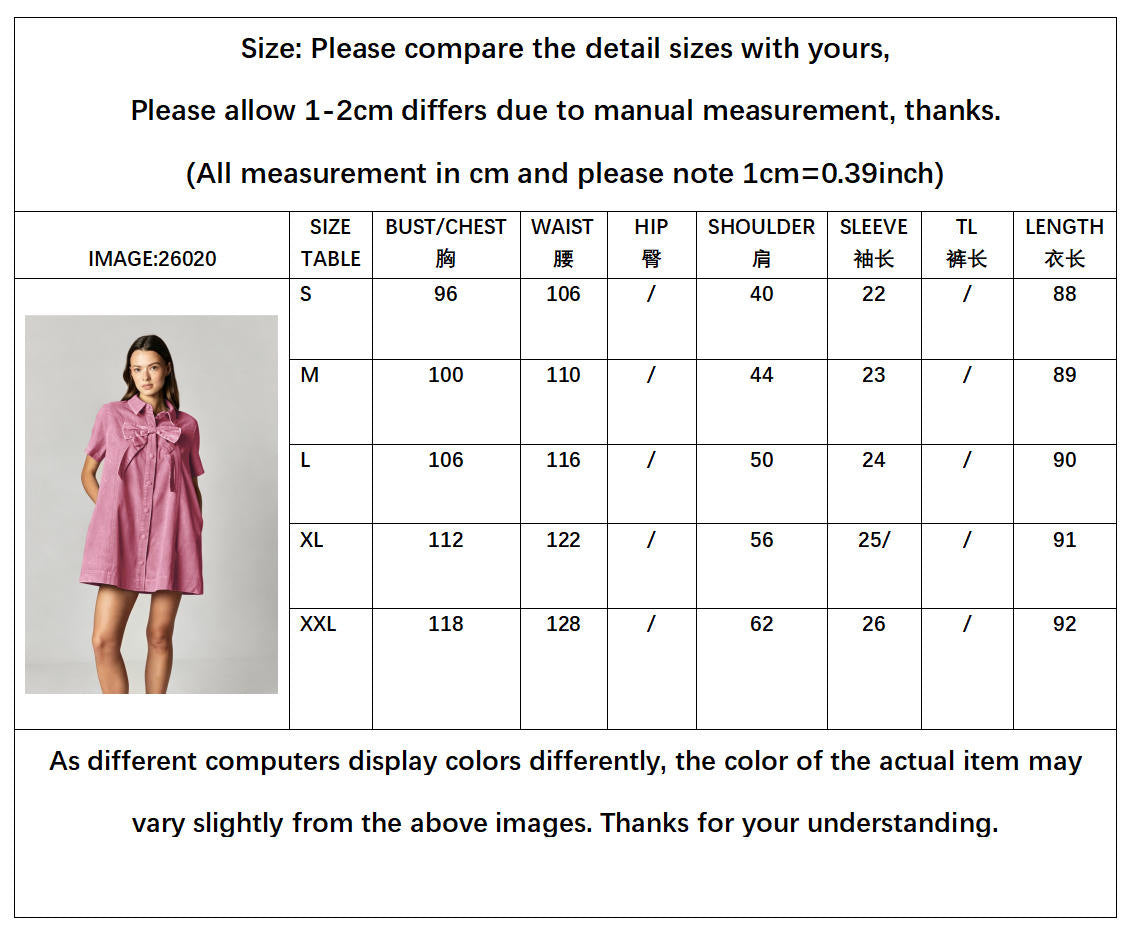 Women's Bow Tie Shirt Mini Dress