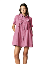 Women's Bow Tie Shirt Mini Dress