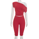 Women's One Shoulder Capri Set