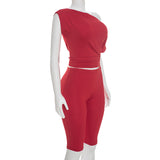 Women's One Shoulder Capri Set