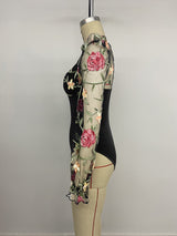 Women's Floral Mesh Sleeve Bodysuit