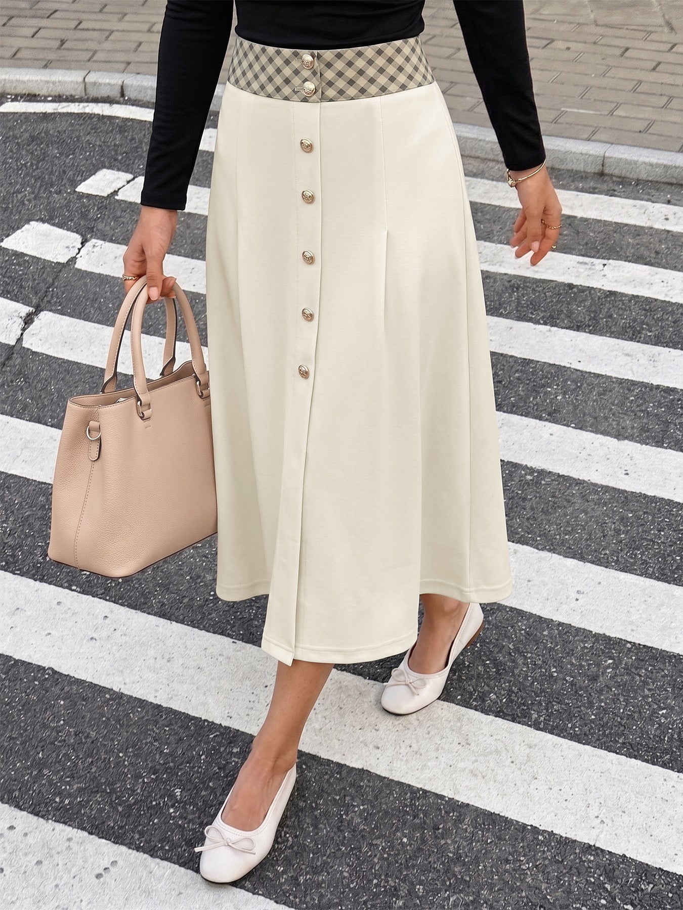 Women's Button Front Midi Skirt