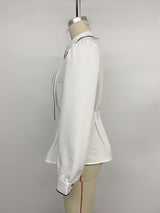 Women's Button Front Tie Neck Blouse