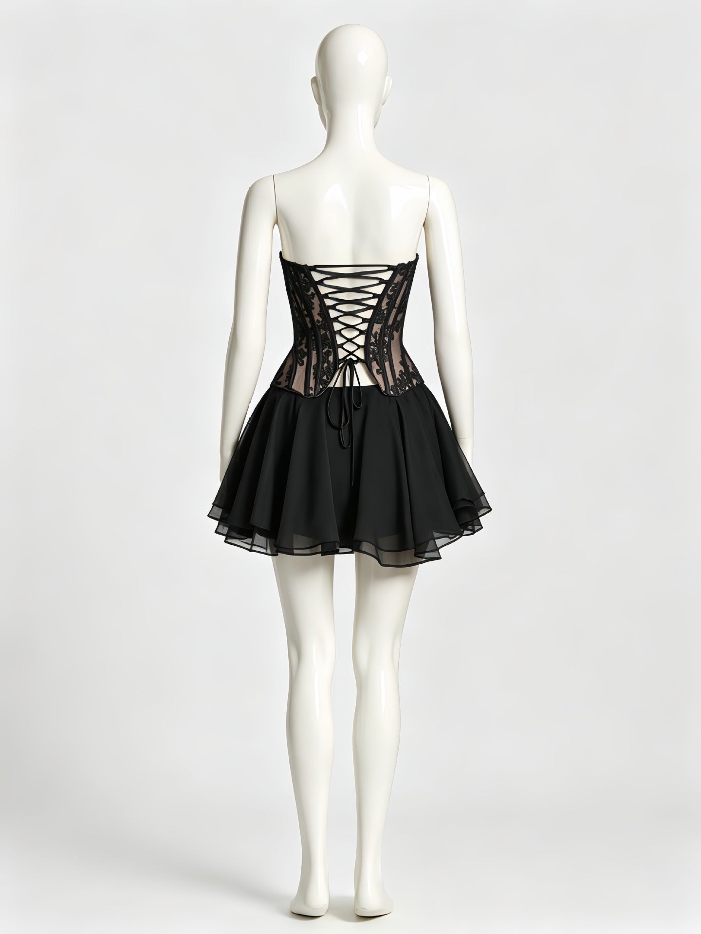 Women's Lace Corset Mini Dress Black