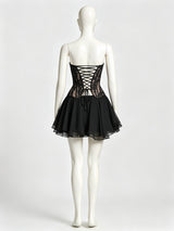 Women's Lace Corset Mini Dress Black
