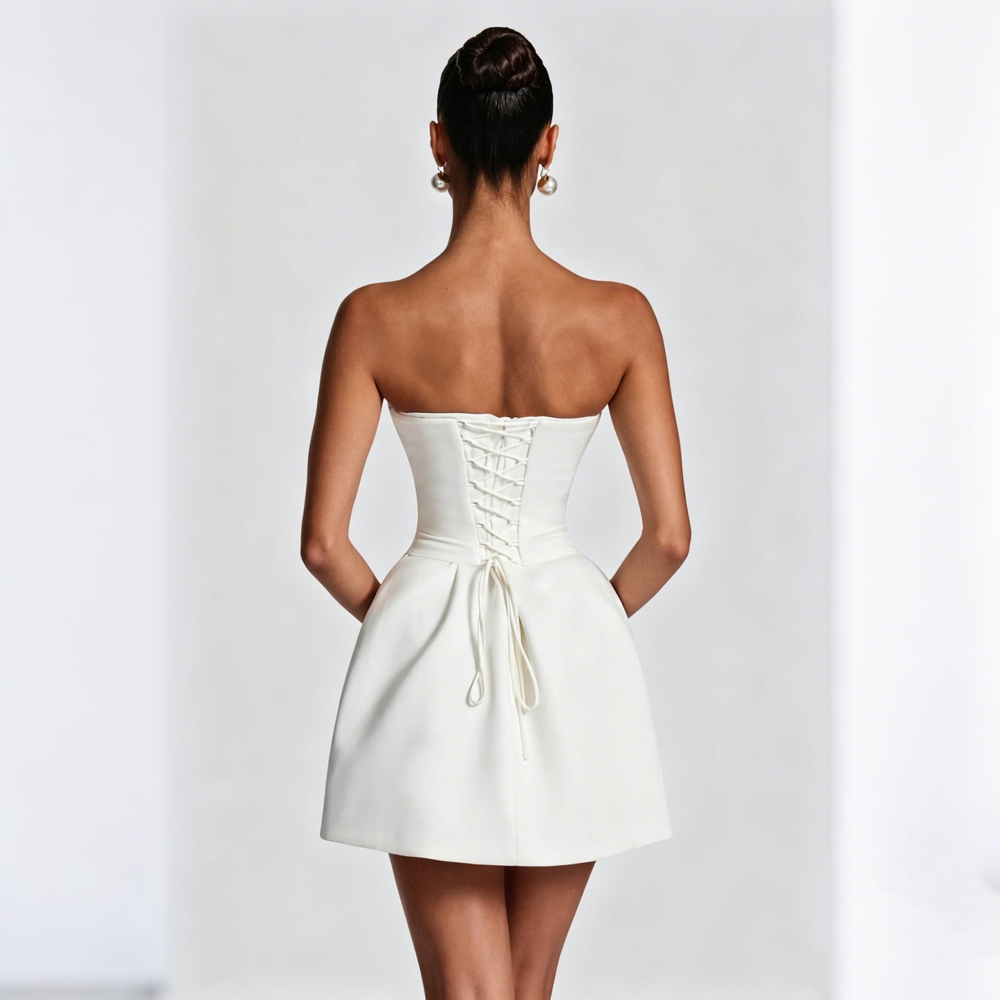 Women's Strapless Corset Mini Dress White