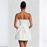 Women's Strapless Corset Mini Dress White