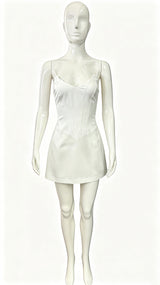 Women's Strapless Corset Mini Dress White