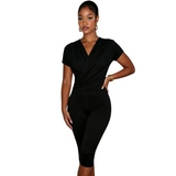 Women's V Neck Short Sleeve Jumpsuit