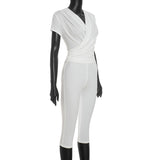 Women's V Neck Short Sleeve Jumpsuit